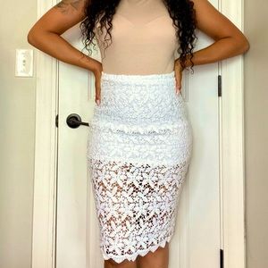 Beautiful white lace pencil skirt